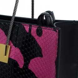 مملوكة مسبقًا Balenciaga Pink/Black Spalsh Python Mini Cable Shopper Tote