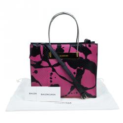 مملوكة مسبقًا Balenciaga Pink/Black Spalsh Python Mini Cable Shopper Tote