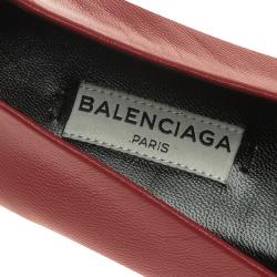 Pre Owned Balenciaga Red Studded Leather Ballet Flats Size 36