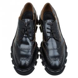 مملوكة مسبقًا Balenciaga Black Leather Topstitch Platform Derby Size 39