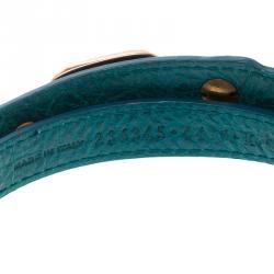 Pre Owned Balenciaga Blue Leather Arena Giant Wrap Bracelet M