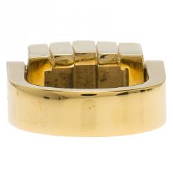 Balenciaga Geometric Rectangle Gold Tone Ring Size 54.5