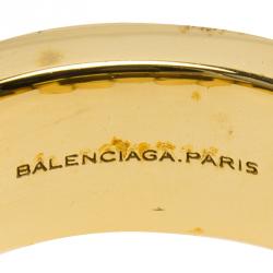 Balenciaga Geometric Rectangle Gold Tone Ring Size 54.5