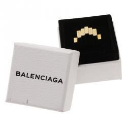 Balenciaga Geometric Rectangle Gold Tone Ring Size 54.5