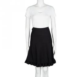 Balenciaga Black Wool Ruffle Bottom Skirt S