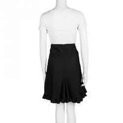 Balenciaga Black Wool Ruffle Bottom Skirt S