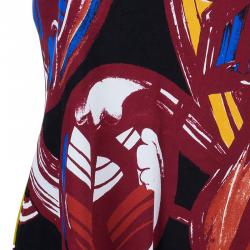 Pre Owned Balenciaga Red Printed Asymmetric Top M