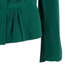 Pre Owned Balenciaga Green Silk Long Sleeve Blouse M