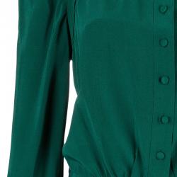 Pre Owned Balenciaga Green Silk Long Sleeve Blouse M