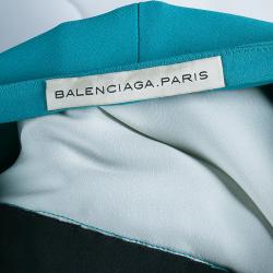 Pre Owned Balenciaga Turquoise Draped Top M