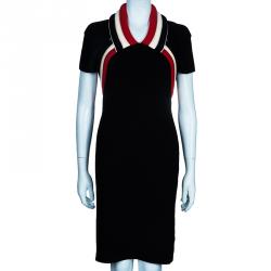 Pre Owned فستان بالنسياغا صوف أسود بطول الركبة M