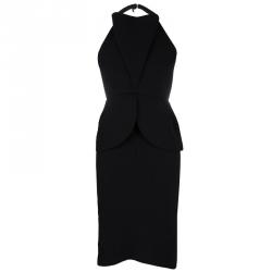 Pre Owned Balenciaga FW'13 Black Petal Silhouette Peplum Halter Dress M