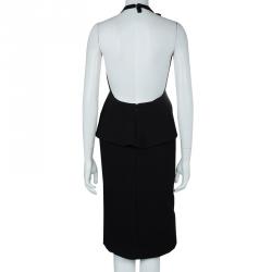 Pre Owned Balenciaga FW'13 Black Petal Silhouette Peplum Halter Dress M