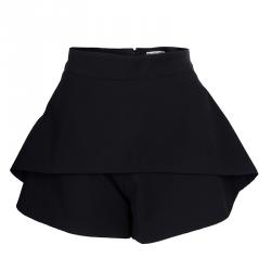 Balenciaga Paris Black Overlap Detail High Waist Shorts M