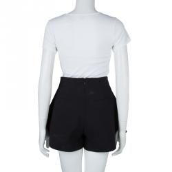 Balenciaga Paris Black Overlap Detail High Waist Shorts M