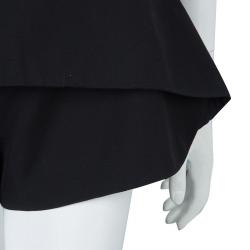 Balenciaga Paris Black Overlap Detail High Waist Shorts M