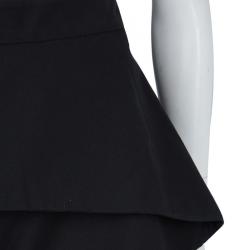 Balenciaga Paris Black Overlap Detail High Waist Shorts M