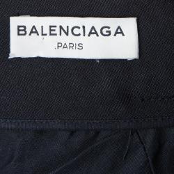 Balenciaga Paris Black Overlap Detail High Waist Shorts M