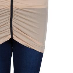 Pre Owned Balenciaga Beige Lurex Knit Ruched Off Shoulder Top S