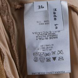 Pre Owned Balenciaga Beige Lurex Knit Ruched Off Shoulder Top S