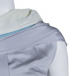 Pre Owned Balenciaga Colorblock Off Shoulder Draped Silk Top M