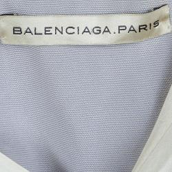 Pre Owned Balenciaga Colorblock Off Shoulder Draped Silk Top M