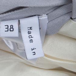 Pre Owned Balenciaga Colorblock Off Shoulder Draped Silk Top M