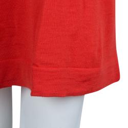 Pre Owned Balenciaga Red Knit Asymmetric Sleeve Wool Dress M