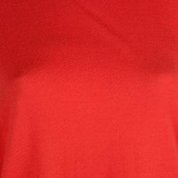 Pre Owned Balenciaga Red Knit Asymmetric Sleeve Wool Dress M