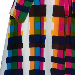 Pre Owned Balenciaga Multicolor Short Sleeve Silk Dress M