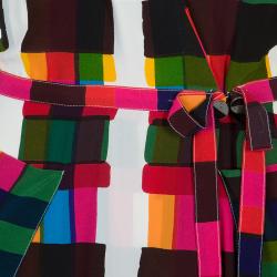 Pre Owned Balenciaga Multicolor Short Sleeve Silk Dress M