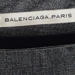 Pre Owned Balenciaga Metallic Grey Asymmetric Fitted Long Sleeve Dress M