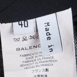 Pre Owned Balenciaga Metallic Grey Asymmetric Fitted Long Sleeve Dress M