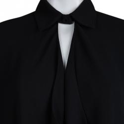 Pre Owned Balenciaga Black Draped Long Sleeve Shift Dress M
