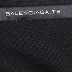 Pre Owned Balenciaga Black Silk Long Sleeve Wrap Dress M