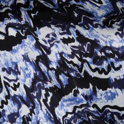 Pre Owned Balenciaga Blue Printed Silk Draped Short Sleeve Dress M