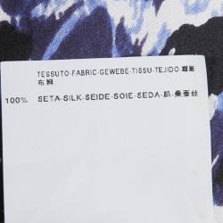 Pre Owned Balenciaga Blue Printed Silk Draped Short Sleeve Dress M