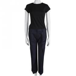 Pre Owned Balenciaga Navy Blue Cargo Pocket Detail Trousers M