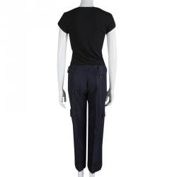 Pre Owned Balenciaga Navy Blue Cargo Pocket Detail Trousers M