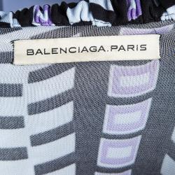 Pre Owned Balenciaga Multicolor Printed Knit Draped Maxi Dress S