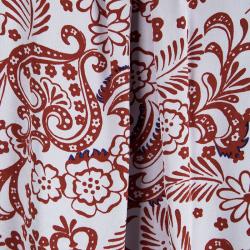 Pre Owned فستان بالنسياغا حرير أبيض مطبوع بطيات مزينة بلا أكمام M