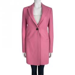 Pre Owned Balenciaga Pink Wool Classic Long Coat M