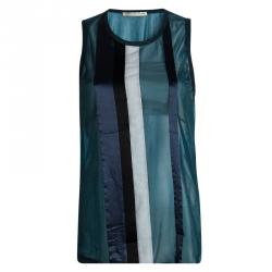 Pre Owned Balenciaga Blue and Black Sleeveless Top and  Wraparound Skirt Set M/L