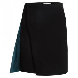 Pre Owned Balenciaga Blue and Black Sleeveless Top and  Wraparound Skirt Set M/L