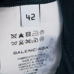 Pre Owned Balenciaga Blue and Black Sleeveless Top and  Wraparound Skirt Set M/L