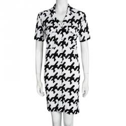 Pre Owned Balenciaga Printed Monochrome Shirt Dress M