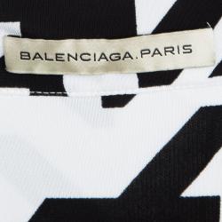Pre Owned Balenciaga Printed Monochrome Shirt Dress M
