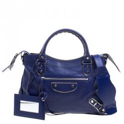 Pre Owned Balenciaga Electric Blue Leather Town RSH Shoulder Bag