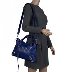 Pre Owned Balenciaga Electric Blue Leather Town RSH Shoulder Bag