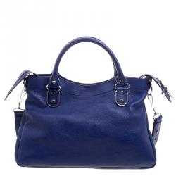Pre Owned Balenciaga Electric Blue Leather Town RSH Shoulder Bag